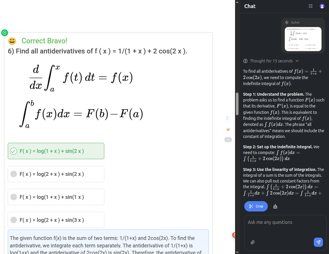 StudyFox extension solving questions in a sidebar